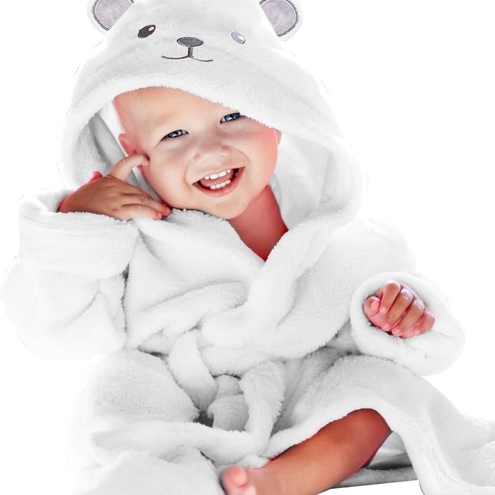 Adorable White Bear Hooded Baby / Infant Robe